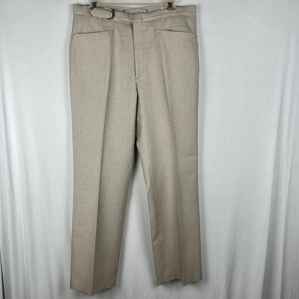 Vtg 60s 70s Sansabelt D-Ring Buckle Dress Pants Trousers Grey 32x30.5 Disco Golf